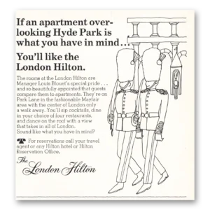 1967 Hilton Hotels Print Ad | Apartment Overlooking Hyde Park