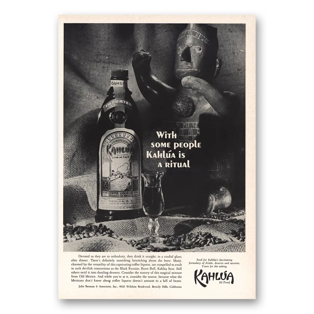 1967 Kahlua Print Ad | Some People Kahlua Is Ritual