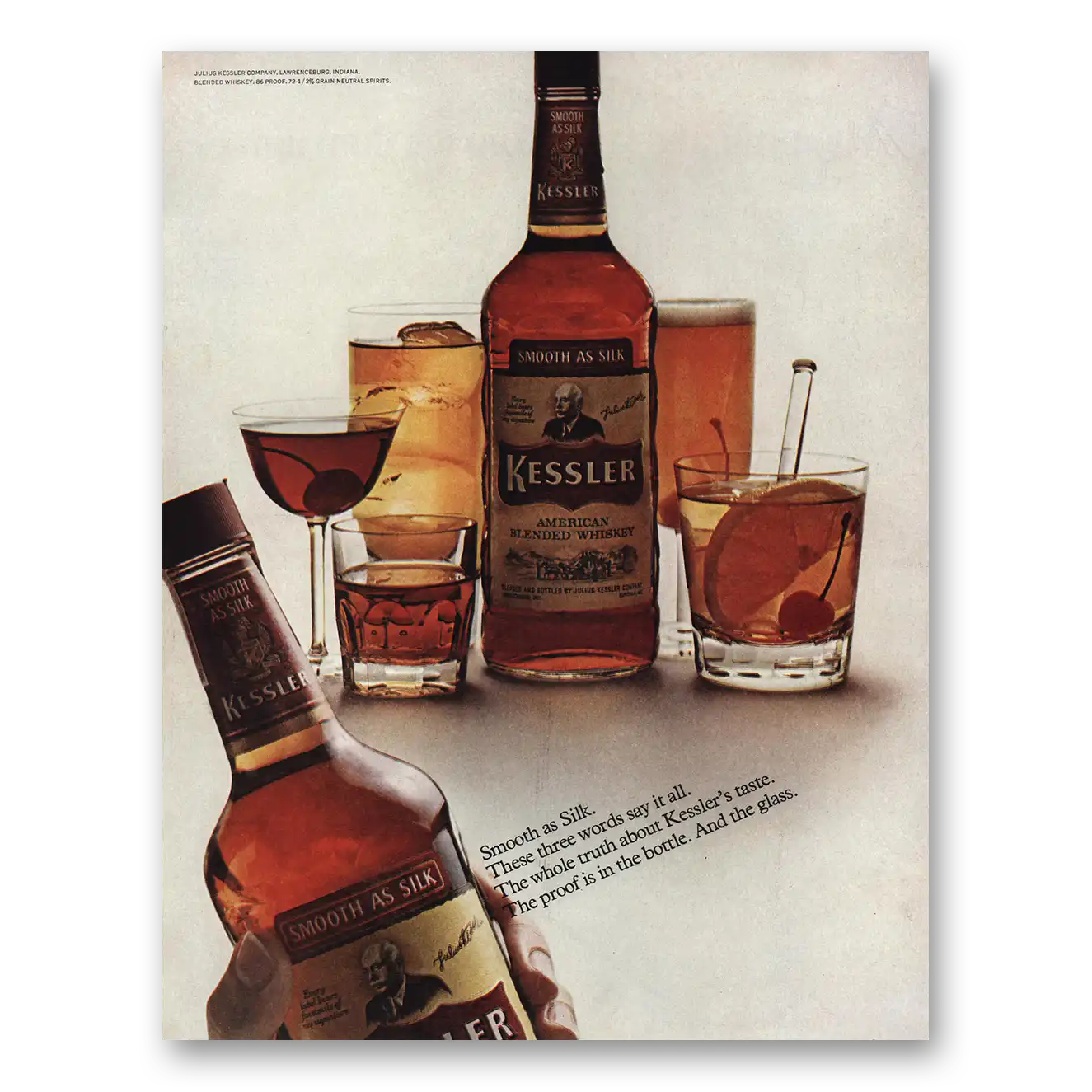1967 Kessler Whiskey Print Ad | Smooth Silk