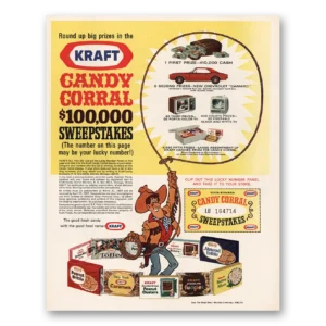 1967 Kraft Candy Corral Sweepstakes Print Ad | Big Prizes