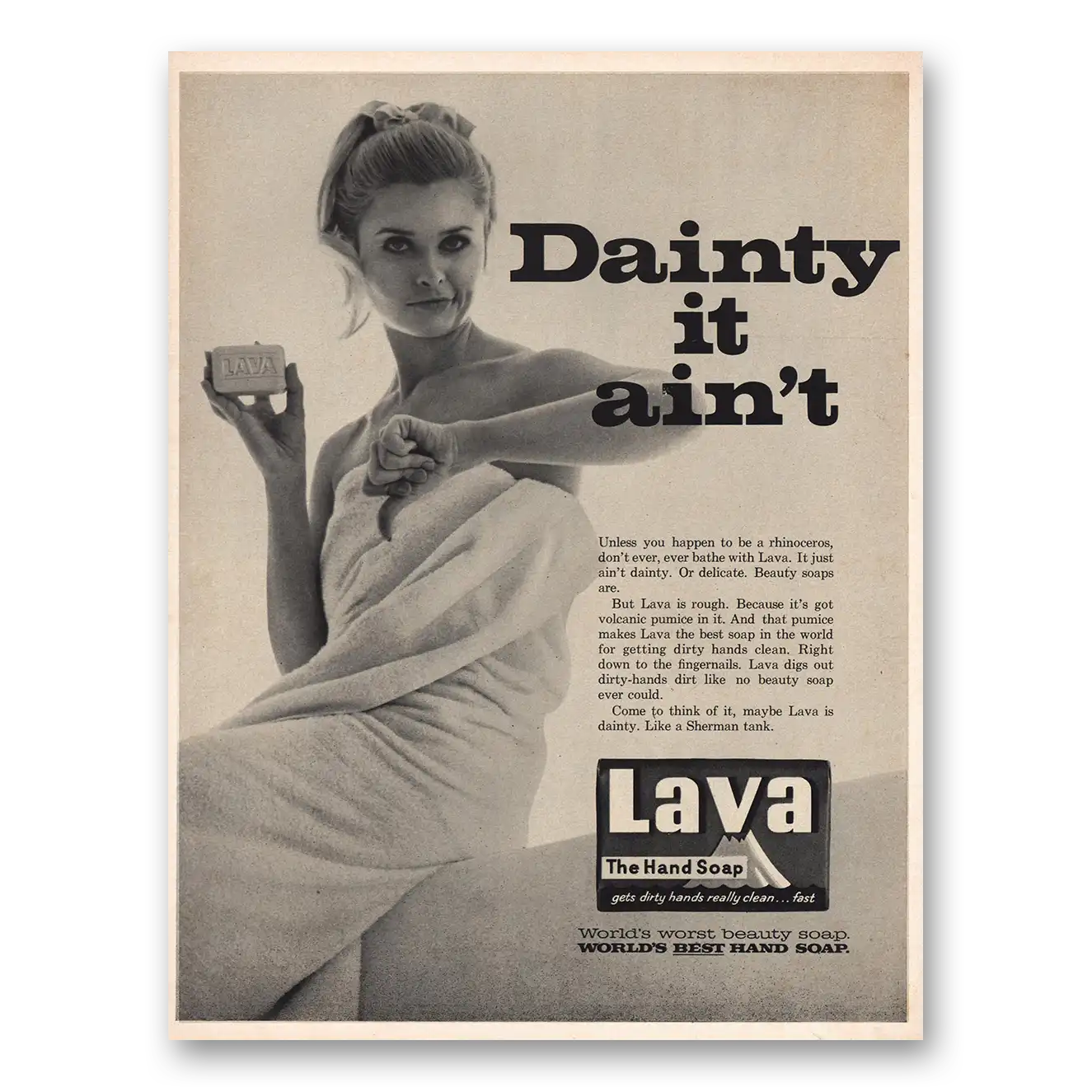 1967 Lava Soap Print Ad | Dainty It Aint