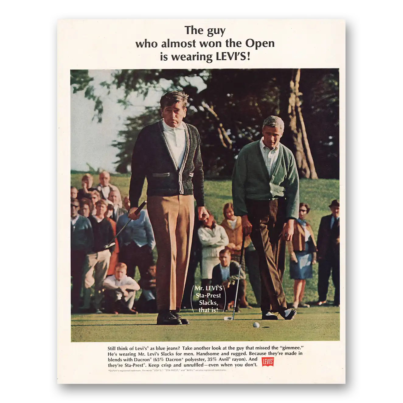 1967 Levis Print Ad | Won Open