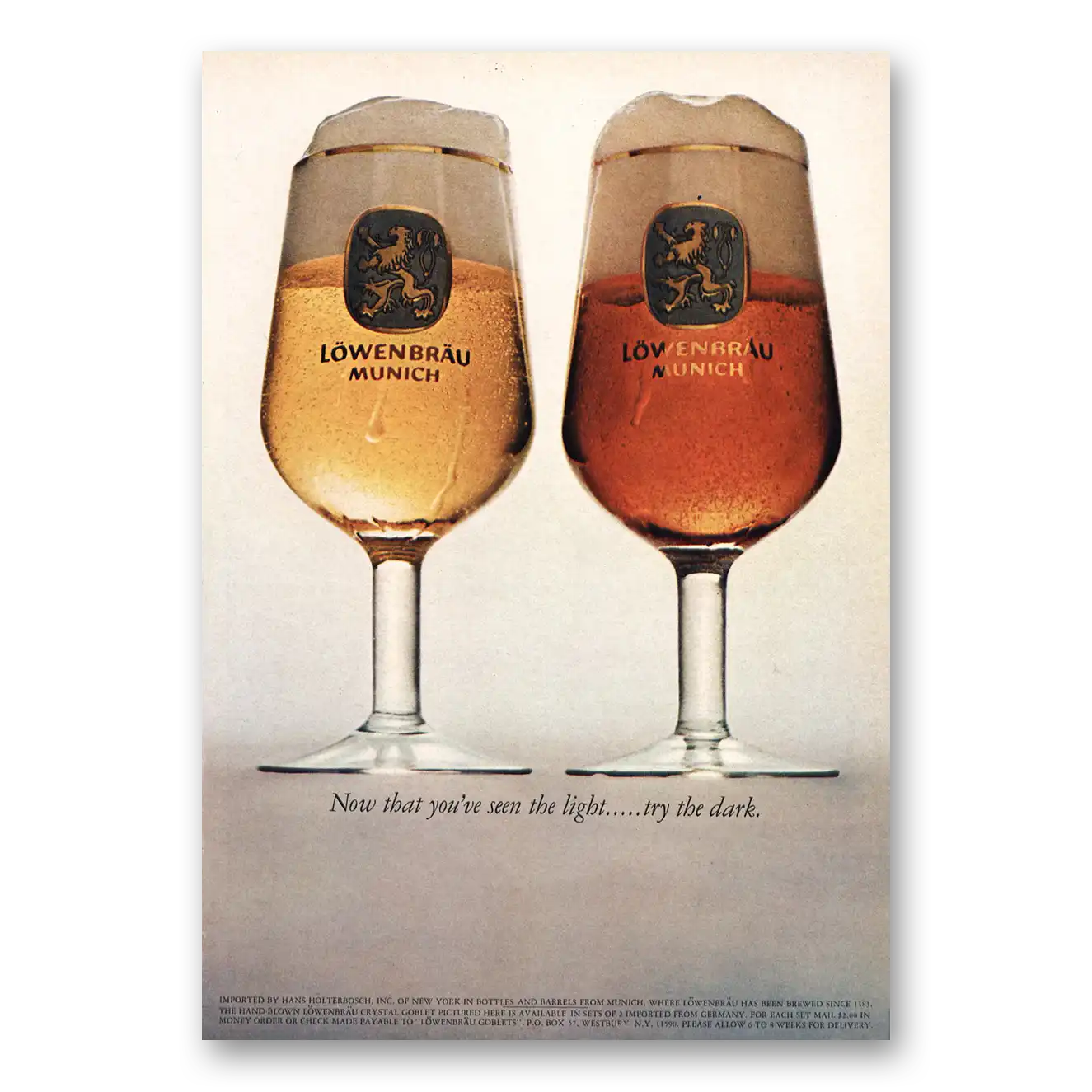 1967 Lowenbrau Beer Print Ad | Now That You've Seen The Light
