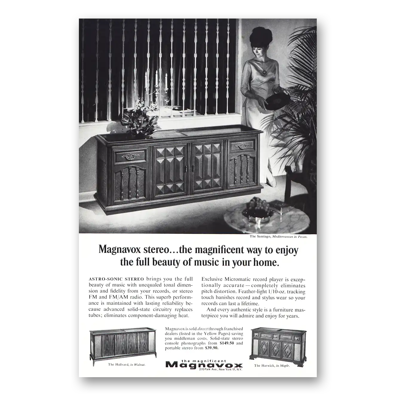 1967 Magnavox Astro Sonic Stereo Print Ad | Santiago Magnificient Way To Enjoy