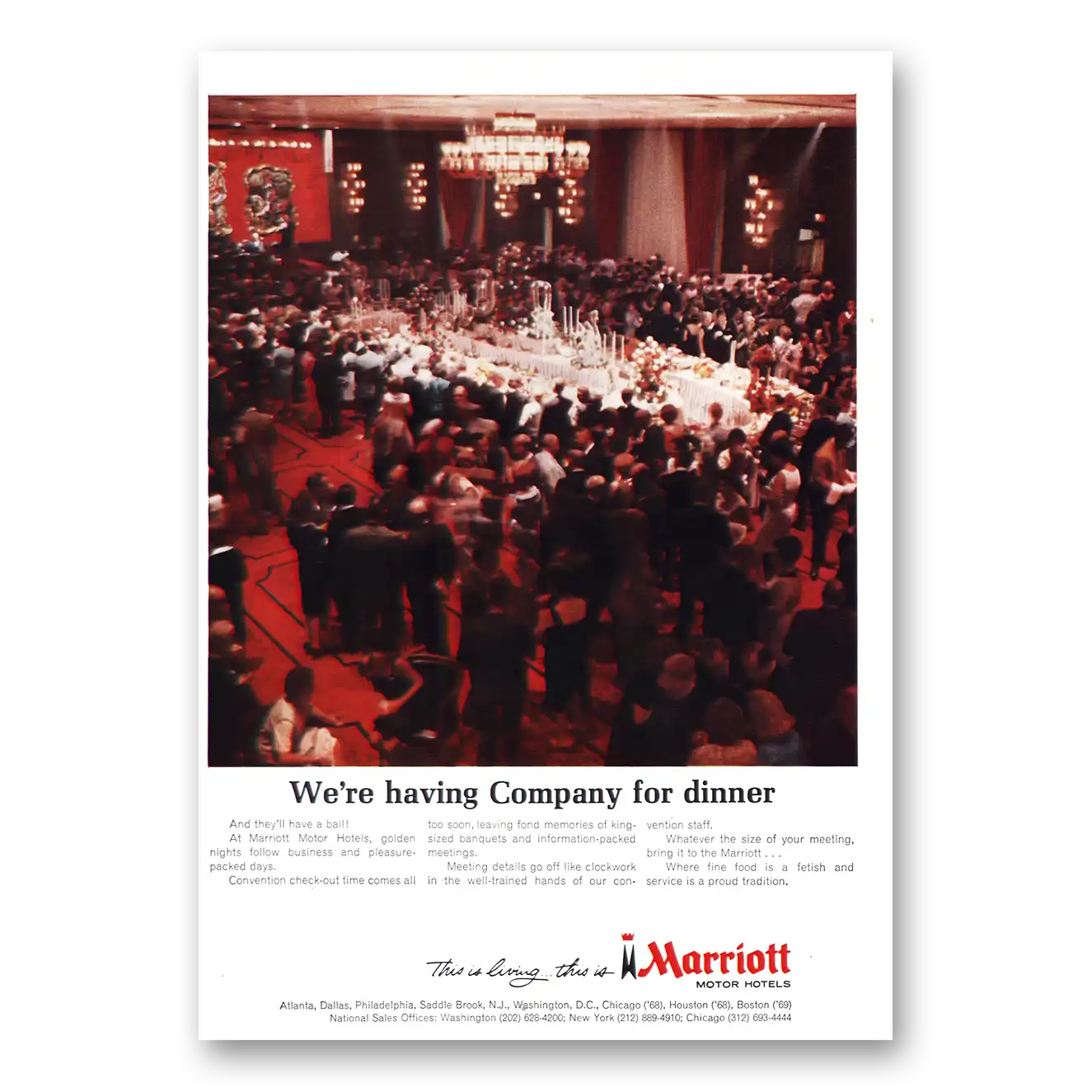 1967 Marriott Print Ad | Company For Dinner