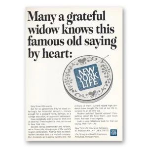 1967 New York Life Insurance Print Ad | Grateful Widow