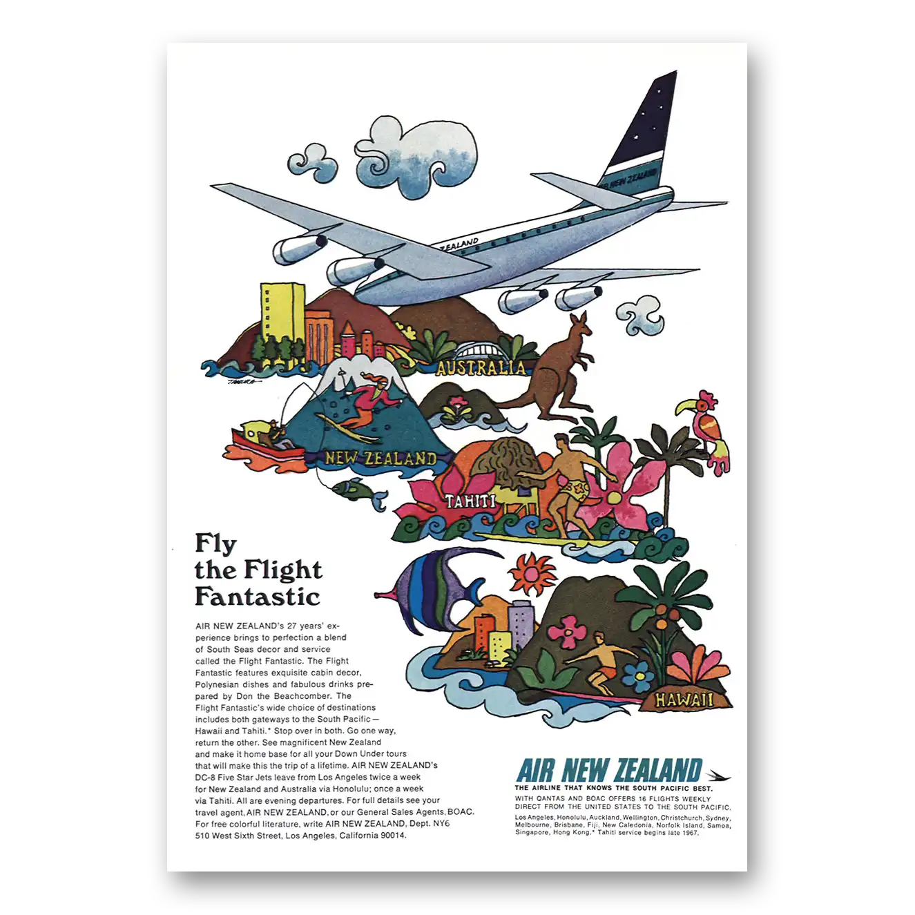 1967 Air New Zealand Print Ad | Flight Fantasic