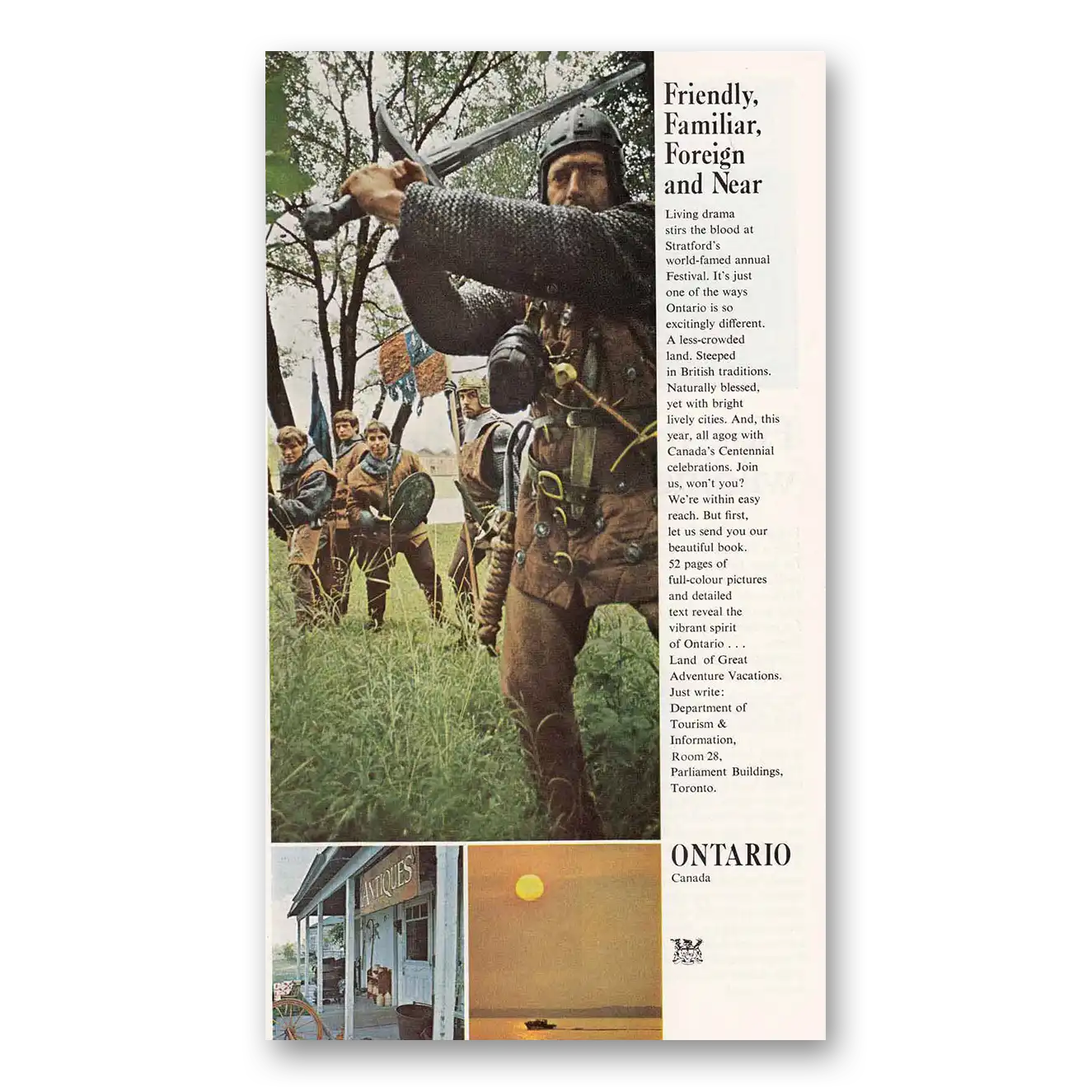 1967 Ontario Canada Print Ad | Friendly Familiar