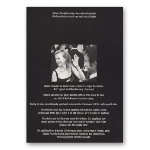 1967 Ontario Canada Print Ad | Your Next Cocktail Party