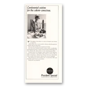 1967 Pan Am Print Ad | Continental Cuisine Diet Conscious
