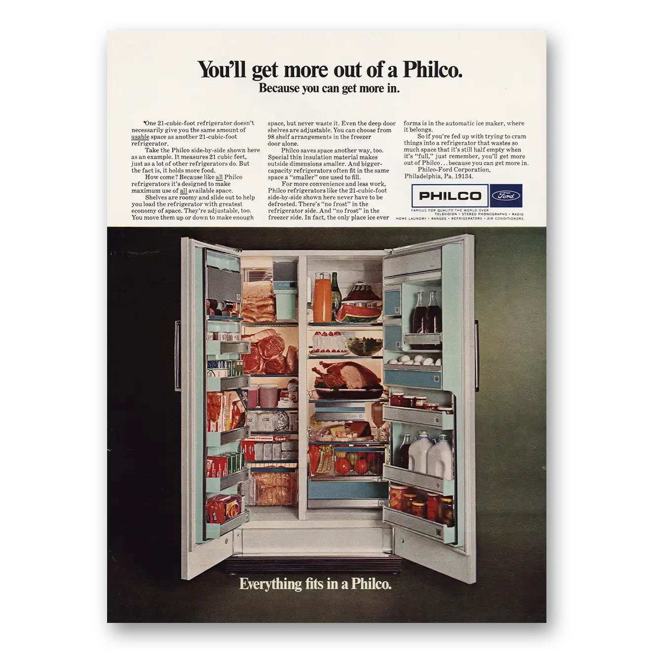 1967 Philco Refrigerator Print Ad | More Out Philco