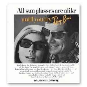 1967 Ray Ban Sun Glasses Print Ad | Alike Until
