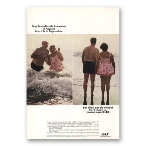 1967 SAS Scandinavian Airlines Print Ad | Warmer In August