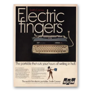 1967 Smith Corona Typewriters Print Ad | Electric Fingers