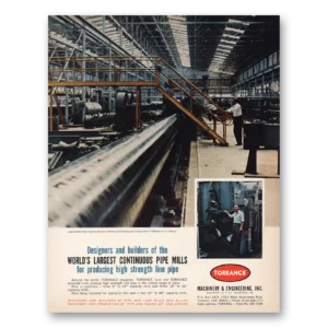1967 Torrance Machinery Print Ad | Continuous Pipe Mills
