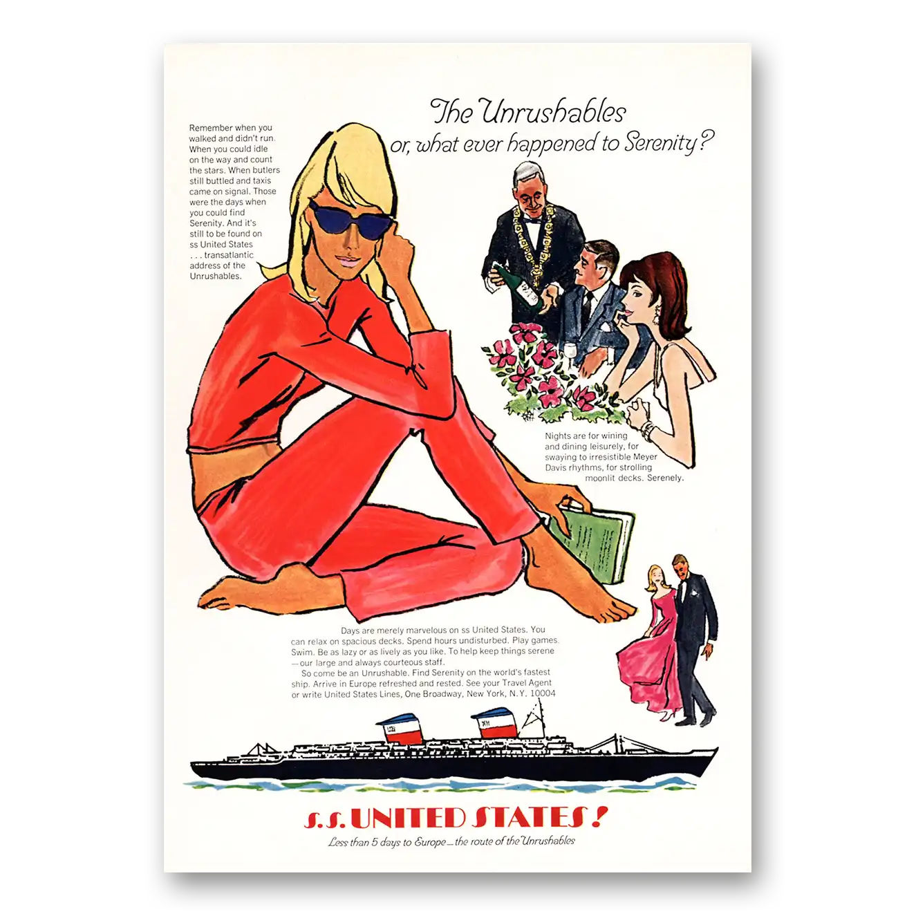 1967 United States Lines Print Ad | Unrushables