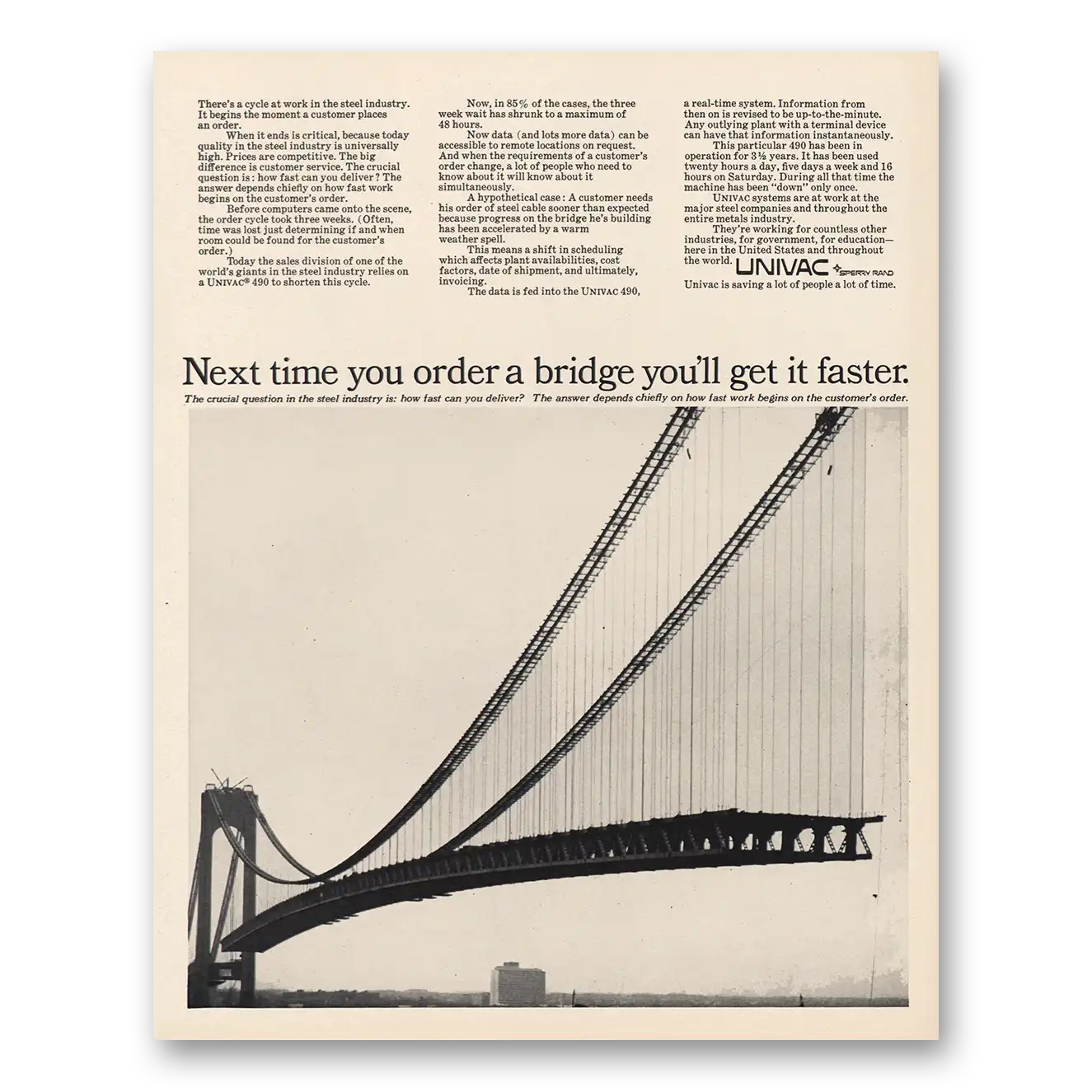 1967 Univac Print Ad | Next Time You Order Bridge