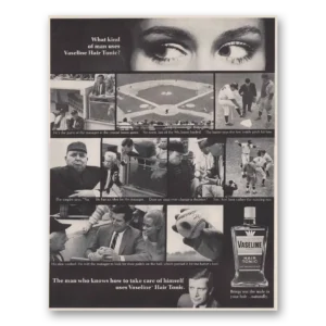 1967 Vaseline Hair Tonic Print Ad | Baseball