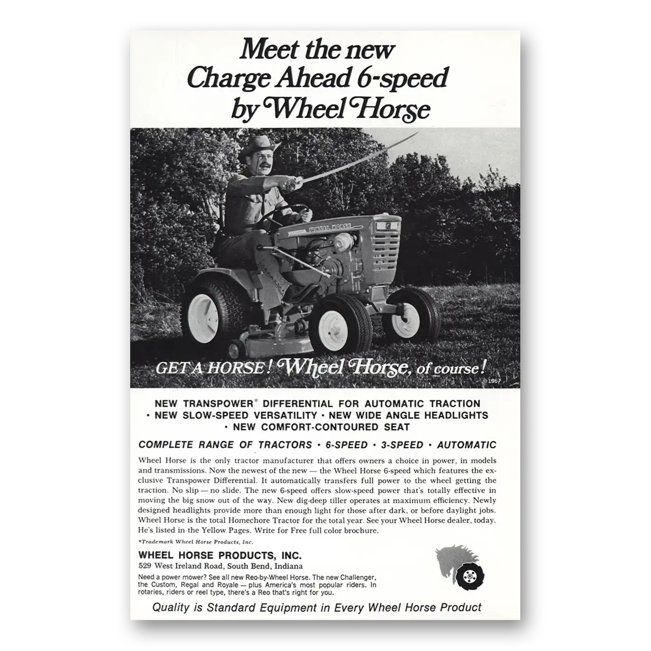 1967 Wheel Horse Print Ad | 6 Speed