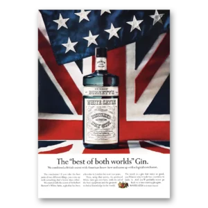 1967 White Satin Gin Print Ad | Combined British Secret American Know How