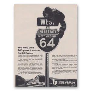 1967 West Virginia Print Ad | Daniel Boone