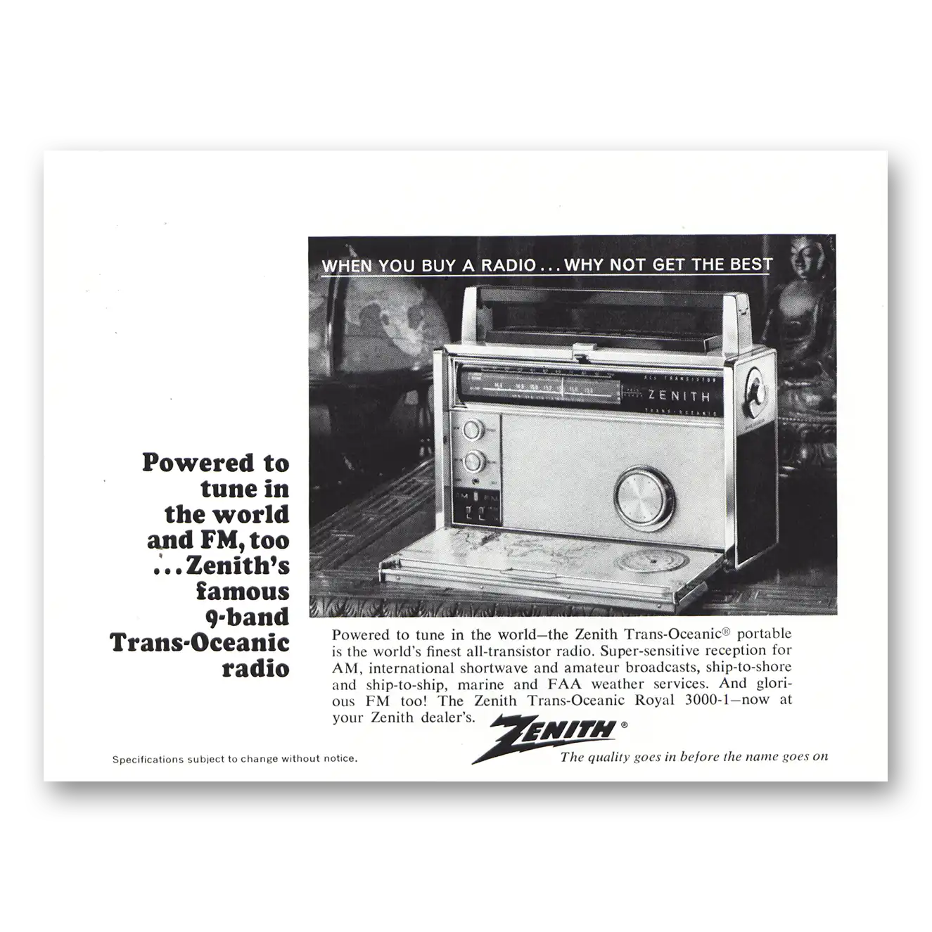 1967 Zenith Radio Print Ad | 9 Band Fm
