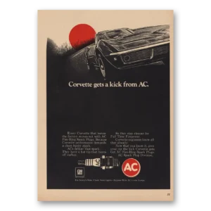 1968 AC Spark Plugs Print Ad | Corvette Gets Kick