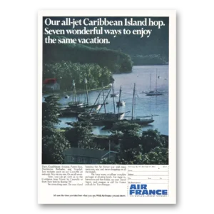 1968 Air France Print Ad | All Jet Caribbean Island Hop
