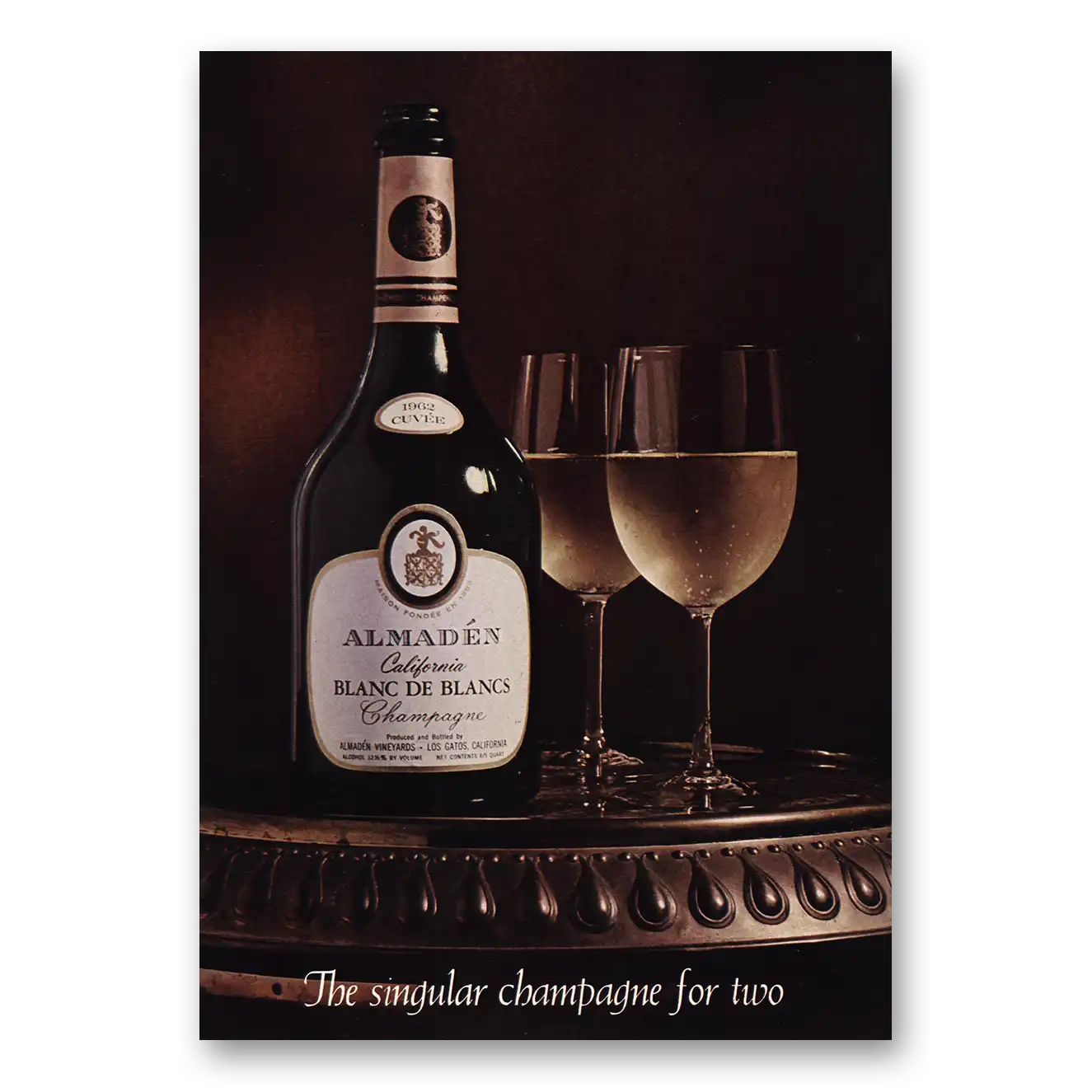 1968 Almaden Print Ad | Singular Champagne For Two