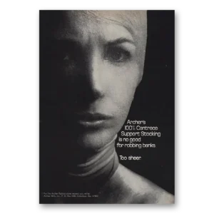 1968 Archer Mills Print Ad | Stocking No Good For Robbing Banks