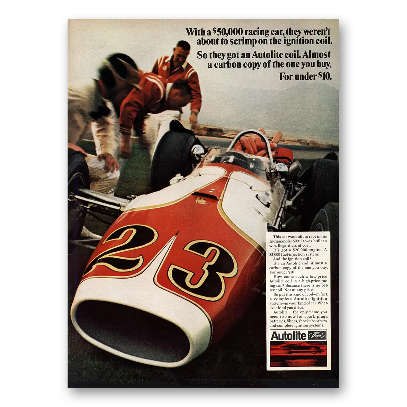 1968 Autolite Spark Plugs Print Ad | Scrimp