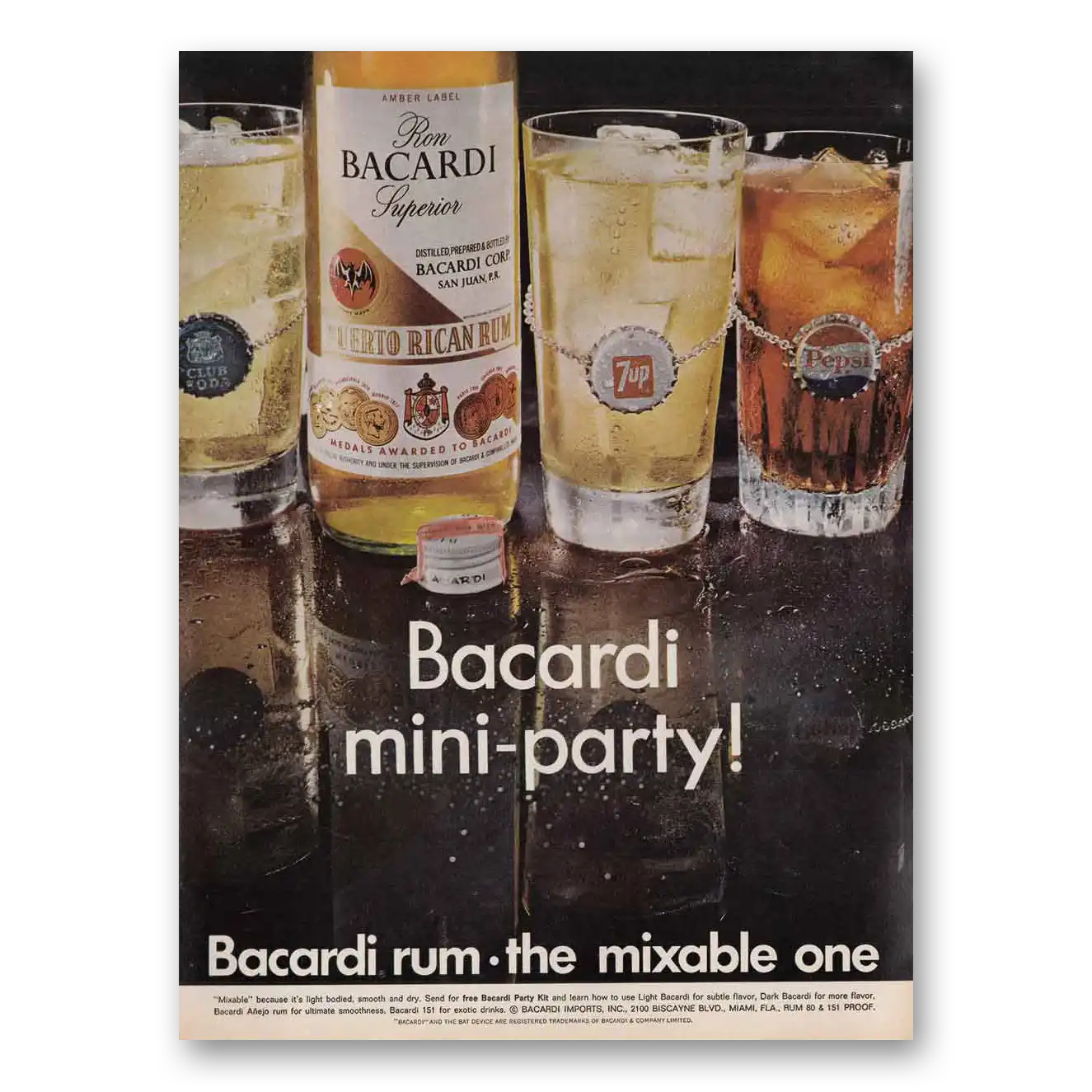 1968 Bacardi Print Ad | Rum Mini Party