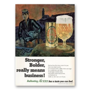1968 Ballantines Ale Print Ad | Stronger Bolder
