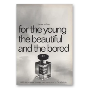 1968 Miss Balmain Perfume Print Ad | Young Beautiful Bored