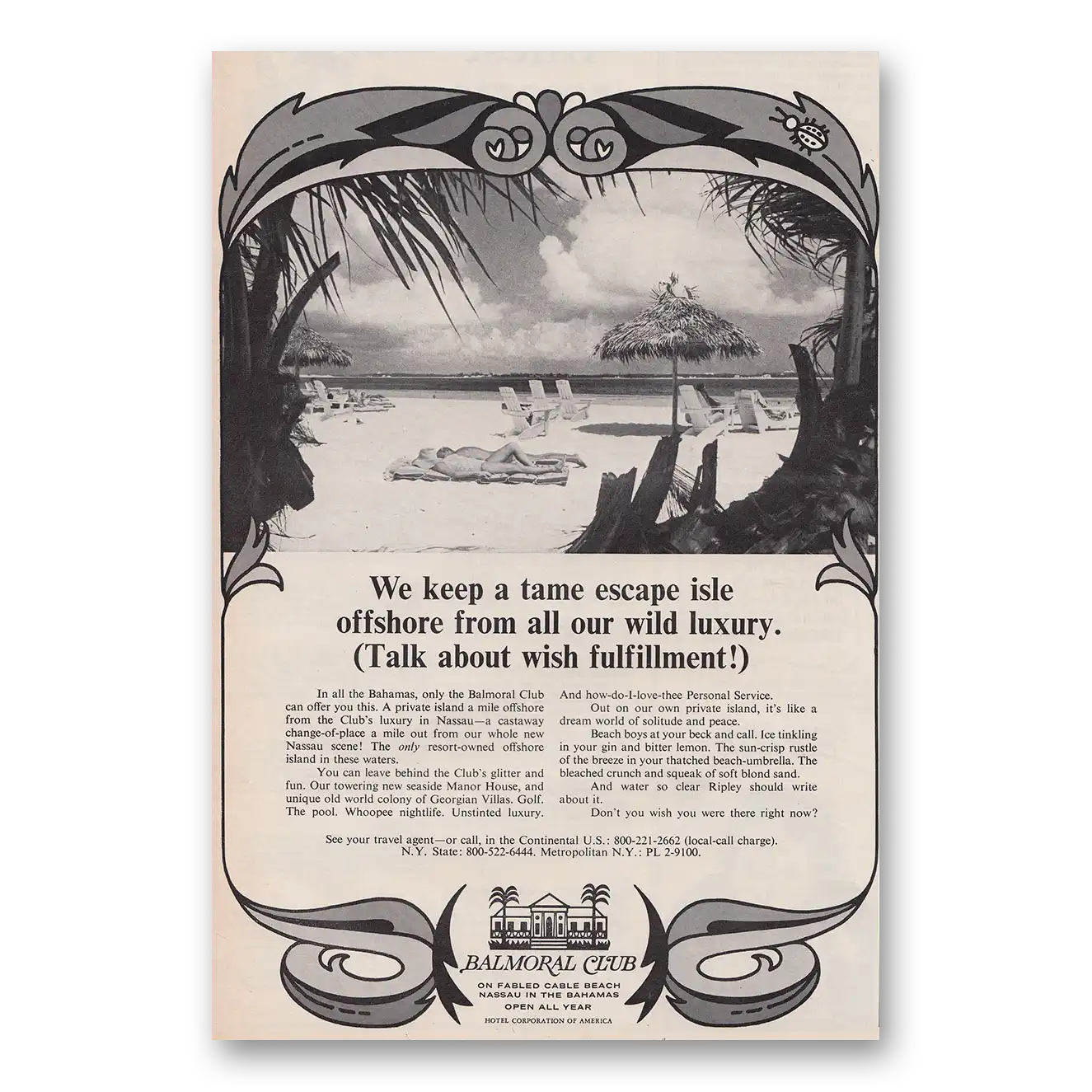 1968 Balmoral Club Print Ad | Tame Escape