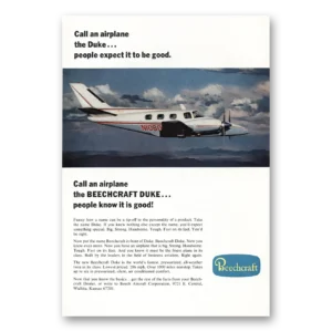 1968 Beechcraft Duke Print Ad | People Expect It