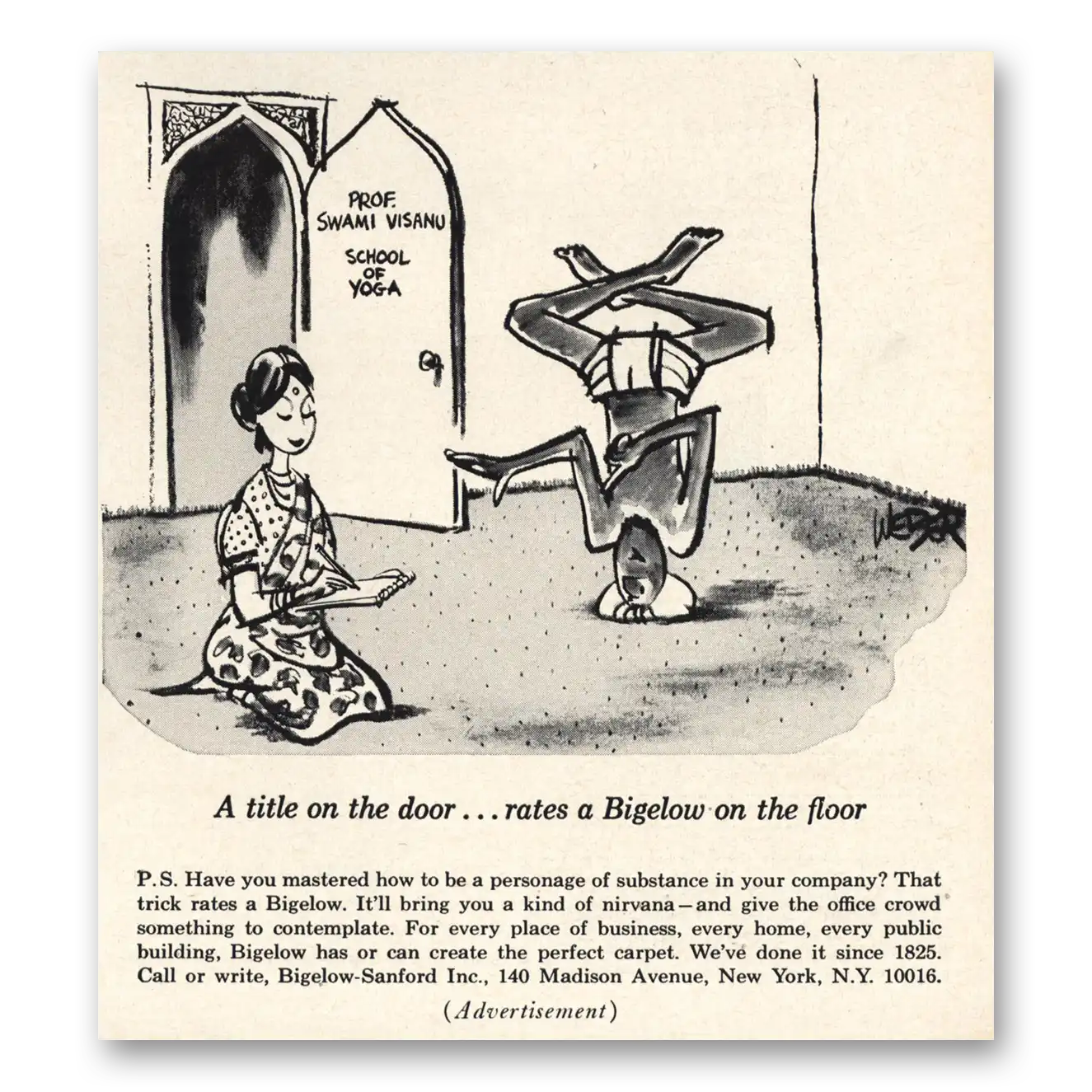 1968 Bigelow Carpet Print Ad | Prof Swami Visanu