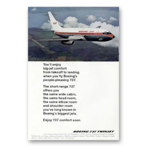 1968 Boeing 737 Print Ad | Big Jet Comfort