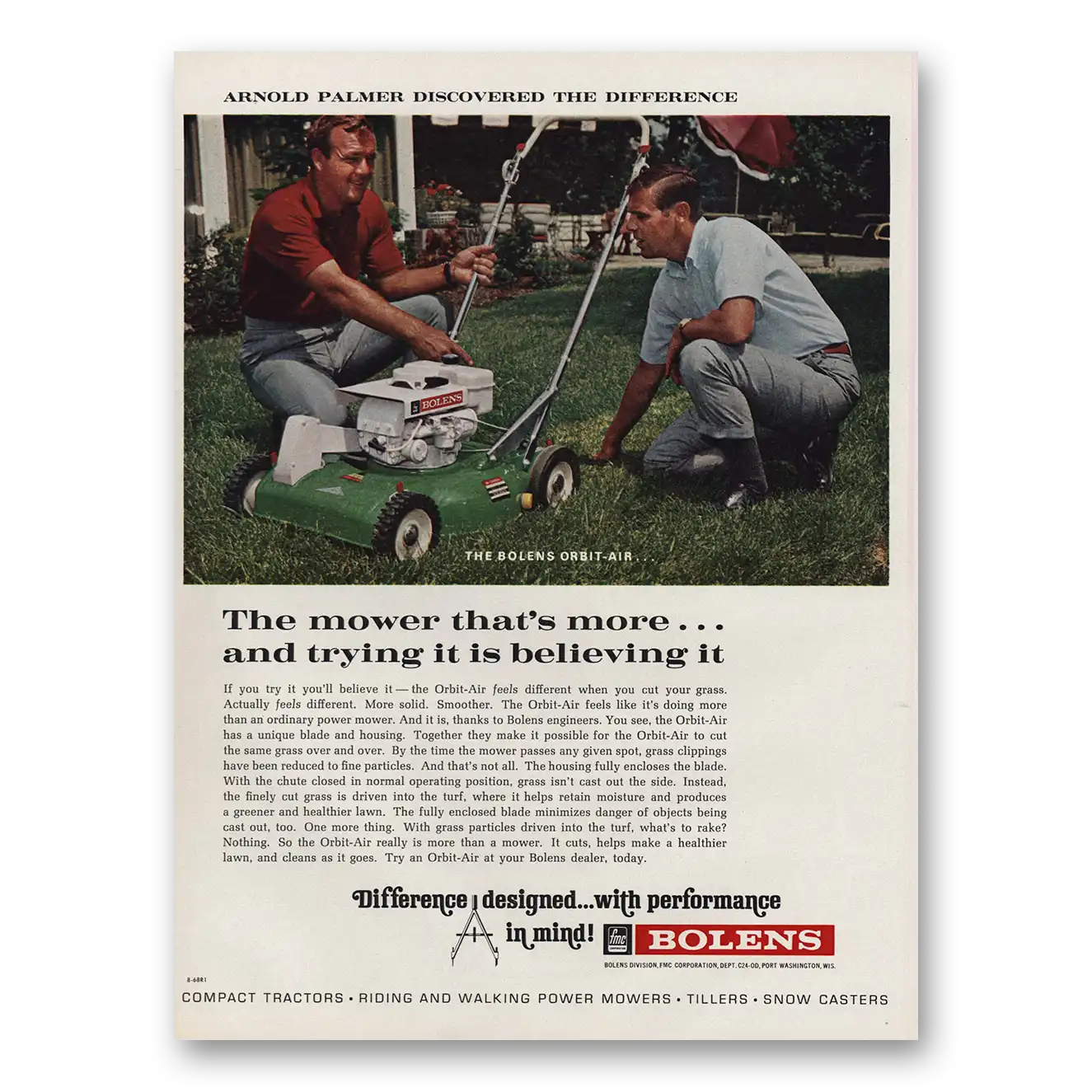 1968 Bolens Lawn Mower Print Ad | Arnold Palmer