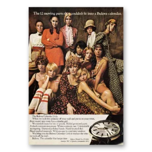 1968 Bulova Watch Print Ad | Calendar Watch