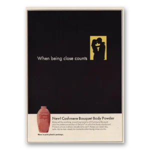 1968 Cashmere Bouquet Body Powder Print Ad | Close Counts