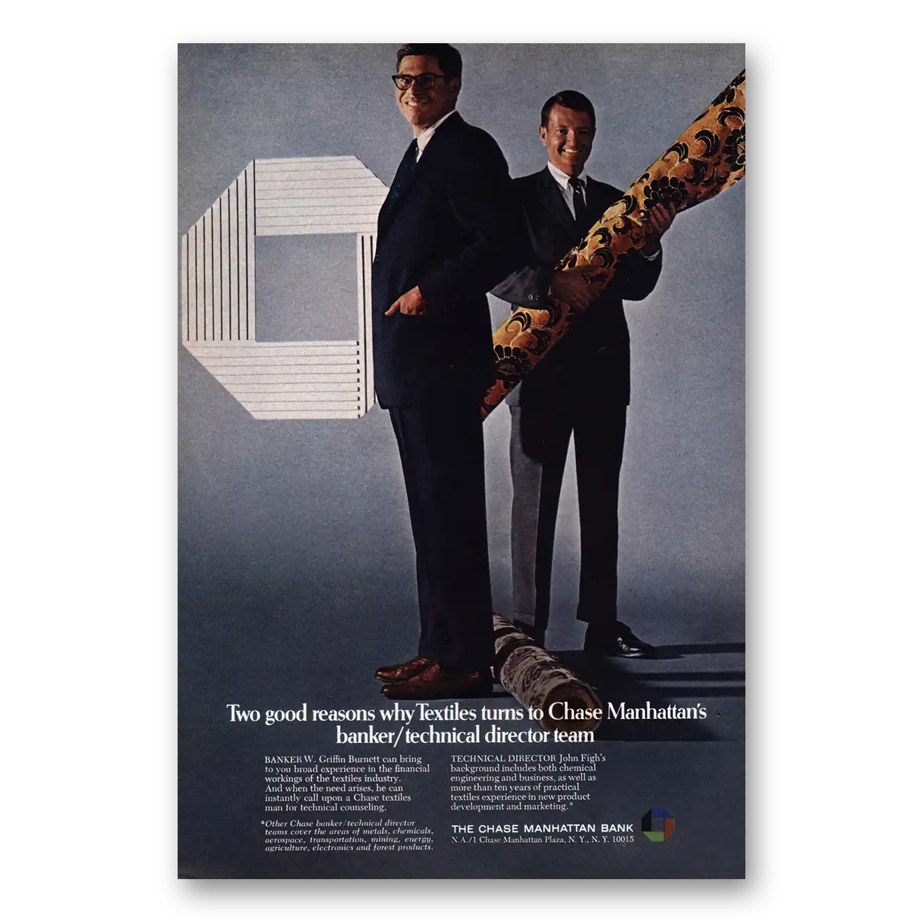 1968 Chase Manhattan Bank Print Ad | Textiles
