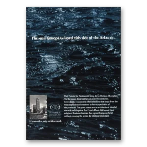 1968 Le Chateau Champlain Print Ad | European Hotel