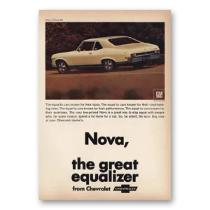 1968 Chevrolet Nova Print Ad | Equal To Cars Known For Their Looks