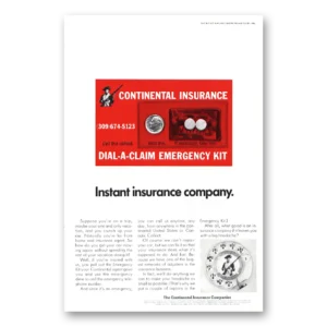 1968 Continental Insurance Print Ad | Instant Insurance Company