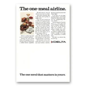 1968 Delta Air Lines Print Ad | One Meal Airline