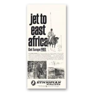 1968 Ethiopian Airlines Print Ad | Jet To East Africa
