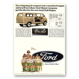 1968 Ford Camper Print Ad | Cramming
