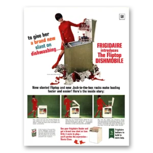 1968 Frigidaire Dishwasher Print Ad | Fliptop Dishmobile