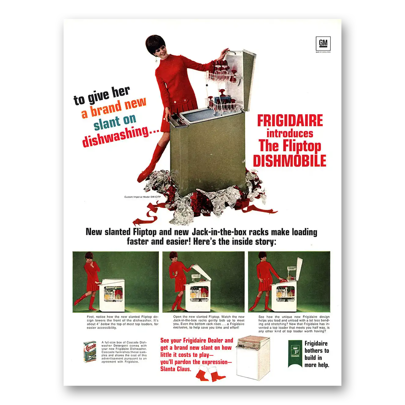 1968 Frigidaire Dishwasher Print Ad | Fliptop Dishmobile